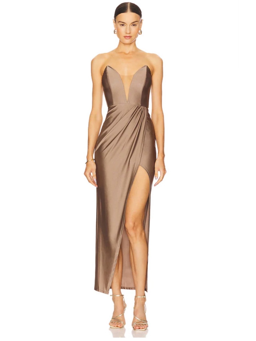 Michael Costello X Revolve Jake Gown in Taupe Size Medium NWT